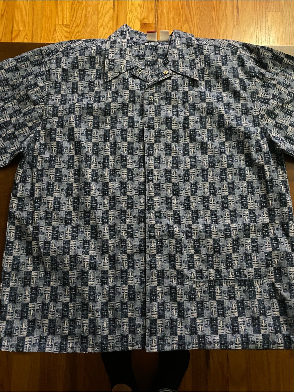 Ocean Pacific Men's Short Sleeve Printed Button-Up Shirt - Blue Pattern